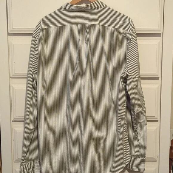 Secret Wash J Crew Gray White Striped Long Sleeve Button Down XL Slim - Picture 5 of 7